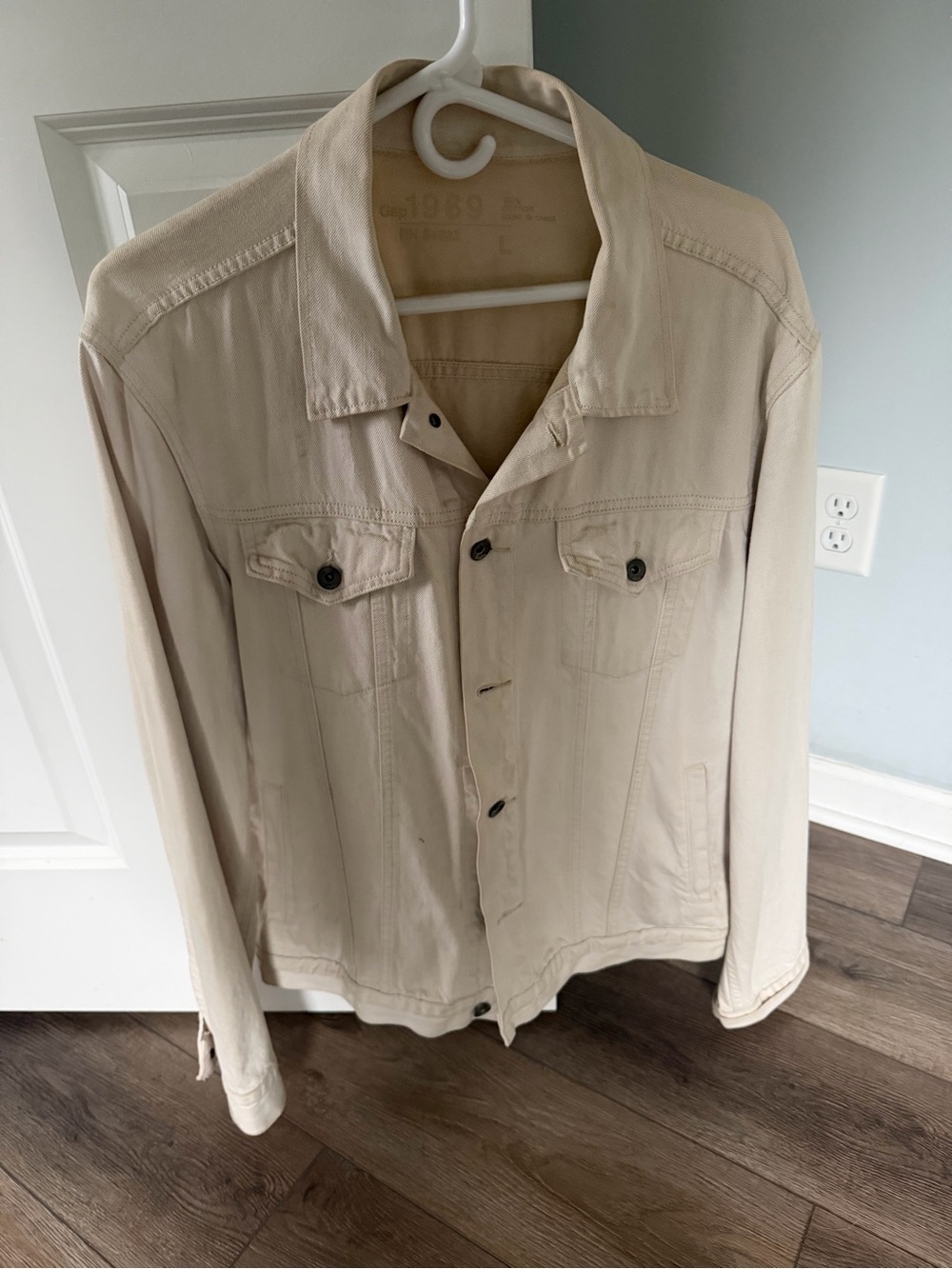GAP Beige Lightweight Button-Front Shirt Jacket